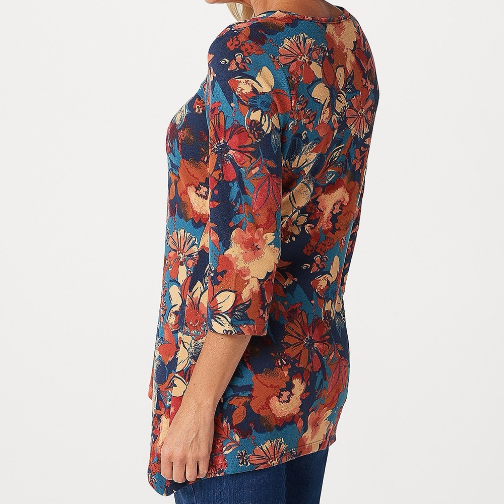 D & Co. Brushed Heavenly Jersey Floral Tunic, NWOT - Picture 2 of 11